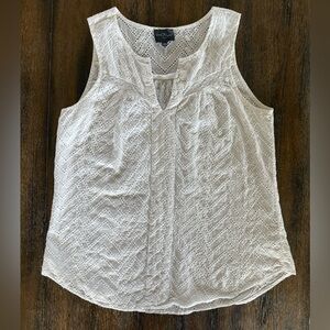 Market & Spruce Women’s White Cotton Eyelet Tank Top Shirt Size M